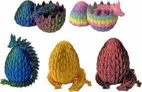 5PCS Mini 3D Printed Egg with Dragon Inside with Luminous Rainbow Colors Set Mystery Articulated Crystal Dragon Egg Home Office Decor Executive Desk Toys