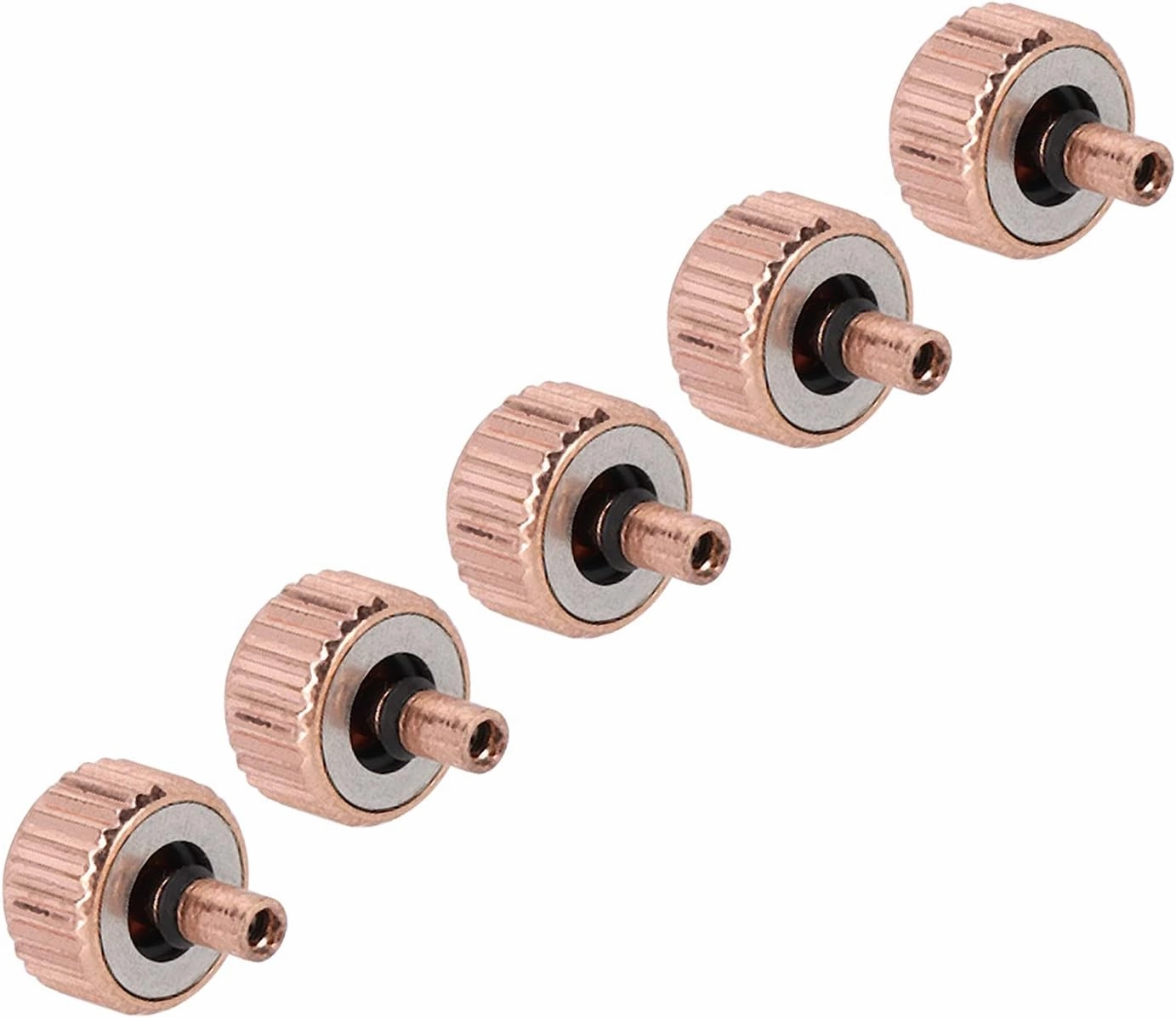 5PCS Rose Gold Steel Watch Crowns, Lightweight and Durably Watchmaker Repair Tool Kit, Various and Sizes for Different Watch Repairs, Saving Expensive Repair Costs
