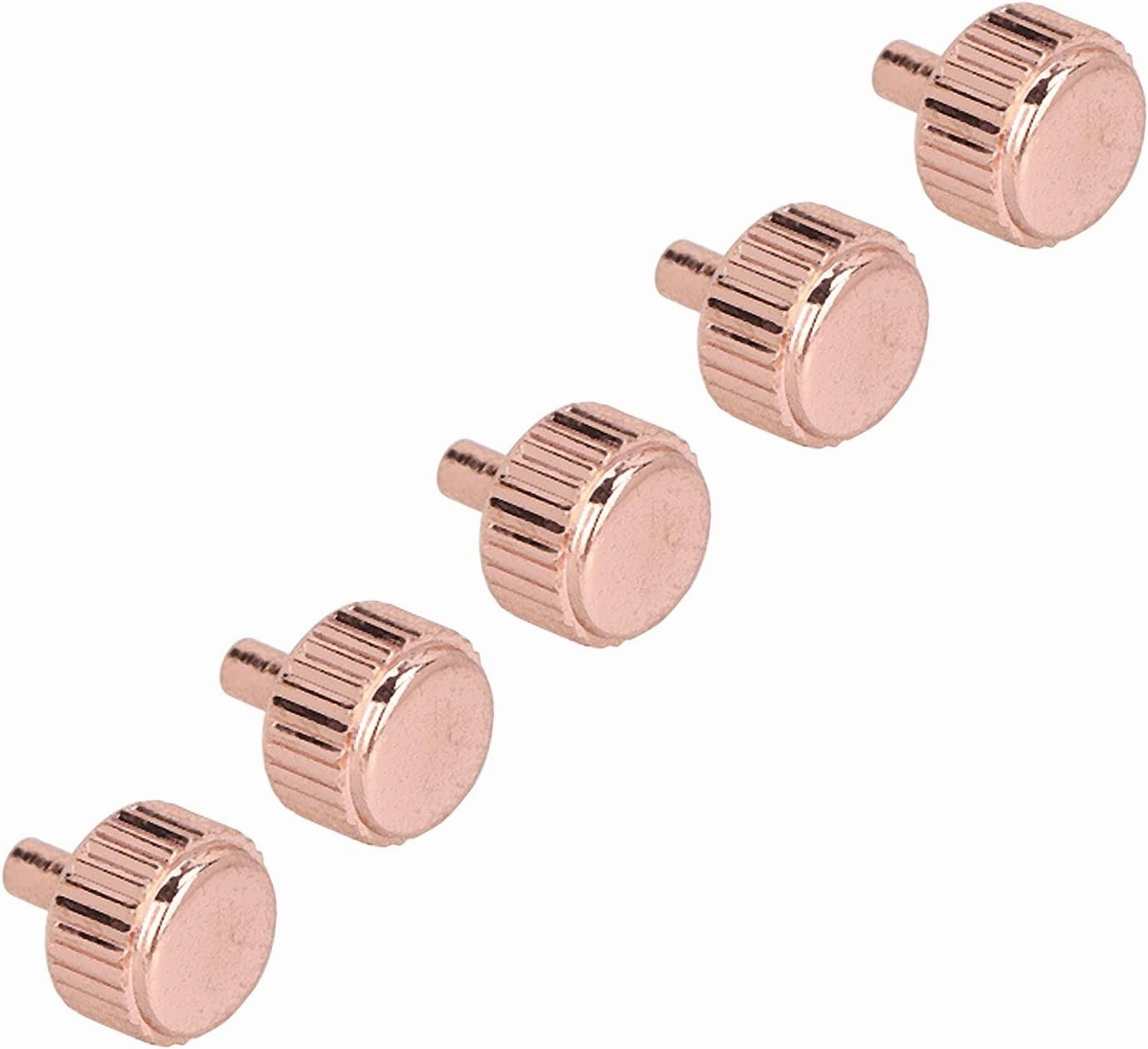 5PCS Rose Gold Steel Watch Crowns, Lightweight and Durably Watchmaker Repair Tool Kit, Various and Sizes for Different Watch Repairs, Saving Expensive Repair Costs