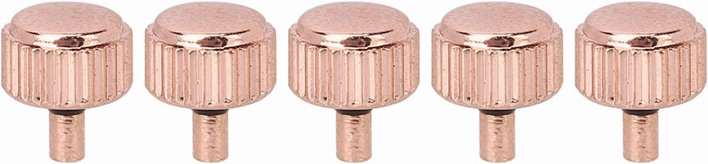 5PCS Rose Gold Steel Watch Crowns, Lightweight and Durably Watchmaker Repair Tool Kit, Various and Sizes for Different Watch Repairs, Saving Expensive Repair Costs