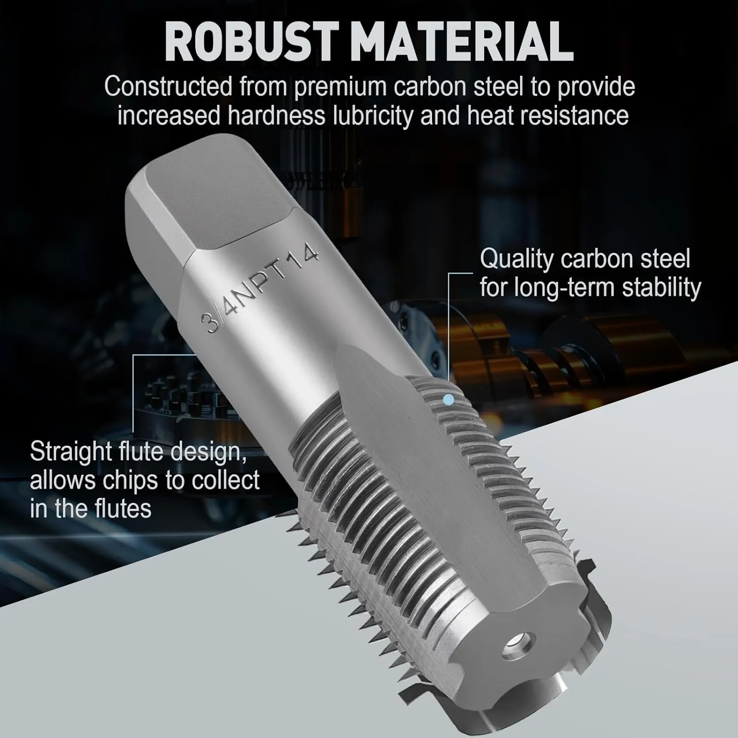 6-Piece NPT Pipe Tap Set, 1", 3/4", 1/2", 3/8", 1/4", 1/8" Taps Threading Tool, Precision Carbon Steel Tap Set Metric and Standard for Clean and Re-Thread Damaged or Jam Pipe Threads in Storage Case