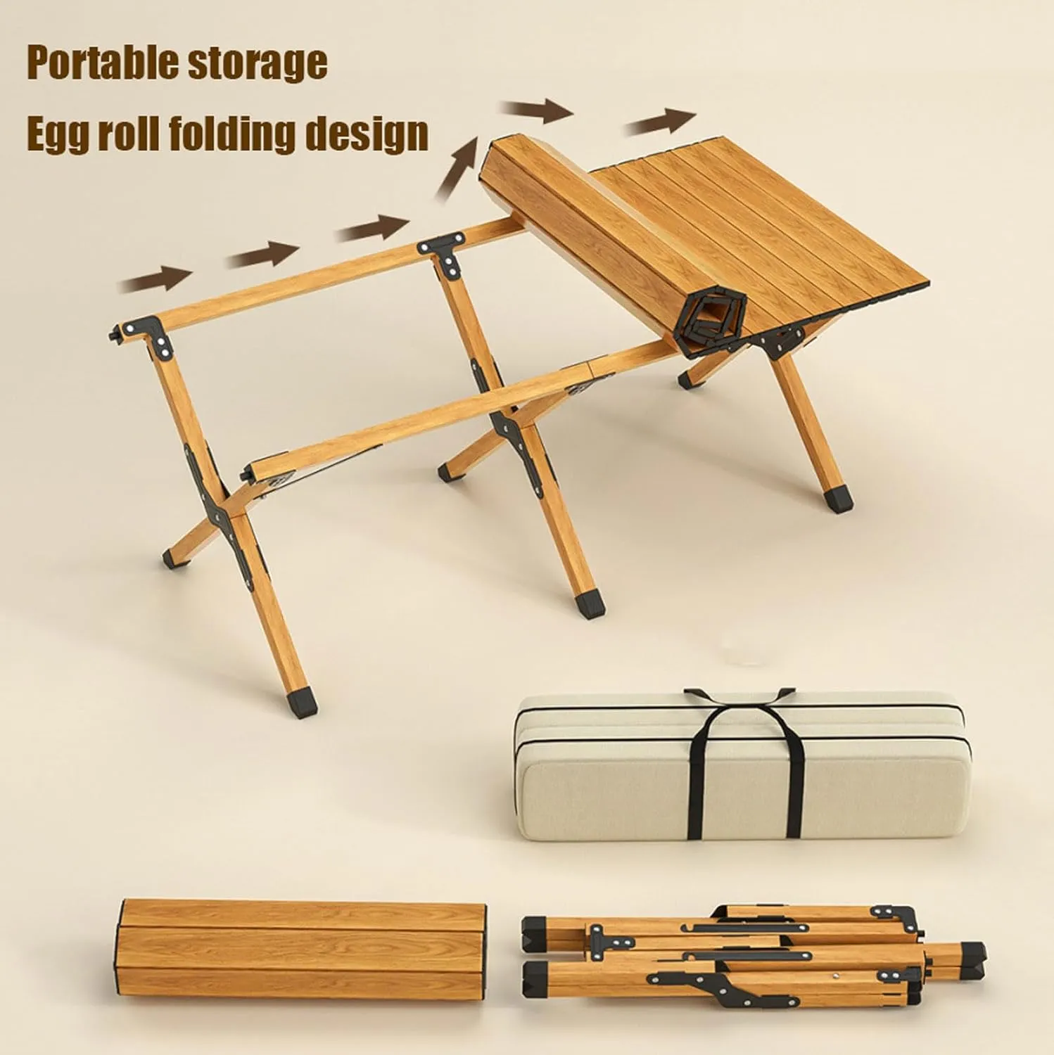 60cm Folding Table with Chairs, Aluminum Roll-up Camping Table Portable Collapsible Chairs Lightweight Garden Table for BBQ Camping Outdoors