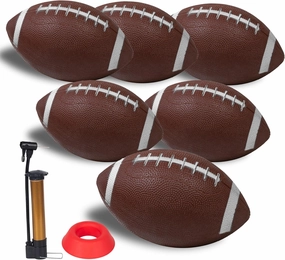 6 Pack 8.3" Inflatable Footballs with Pump and Kicking Tee, Soft Kids Footballs for Playground and Mini Footballs