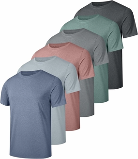 6 Pack Workout Gym Shirts for Men, UPF 50  Short Sleeve UV Sun Shirt Outdoor Gym Hiking Tops Quick Dry Shirts