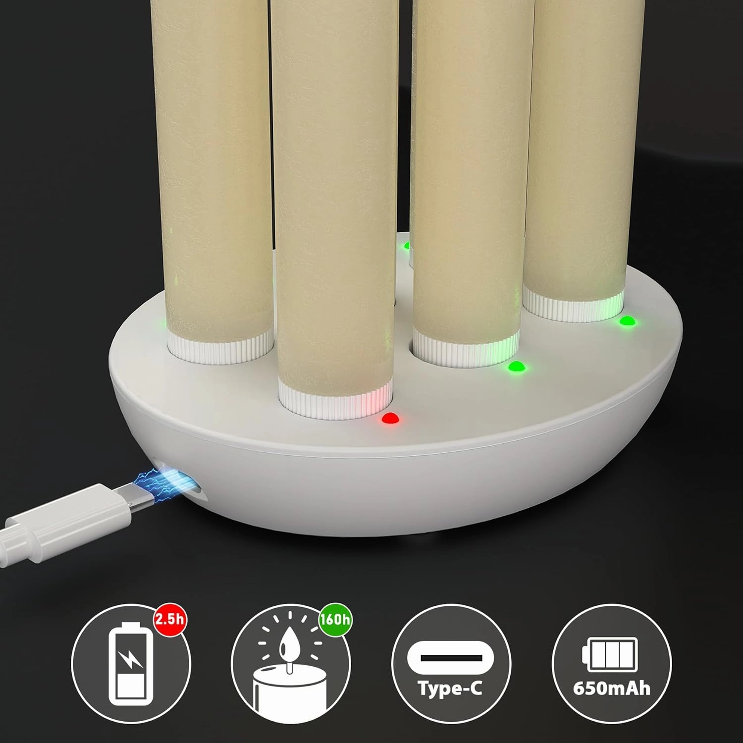 6 Pcs Rechargeable Flameless Taper Candles with Charging Station, Real Wax LED Taper Candles Flickering with Remote&Timer,3D Battery Operated Window Candlesticks for Home Wedding Christmas Decor Ivory