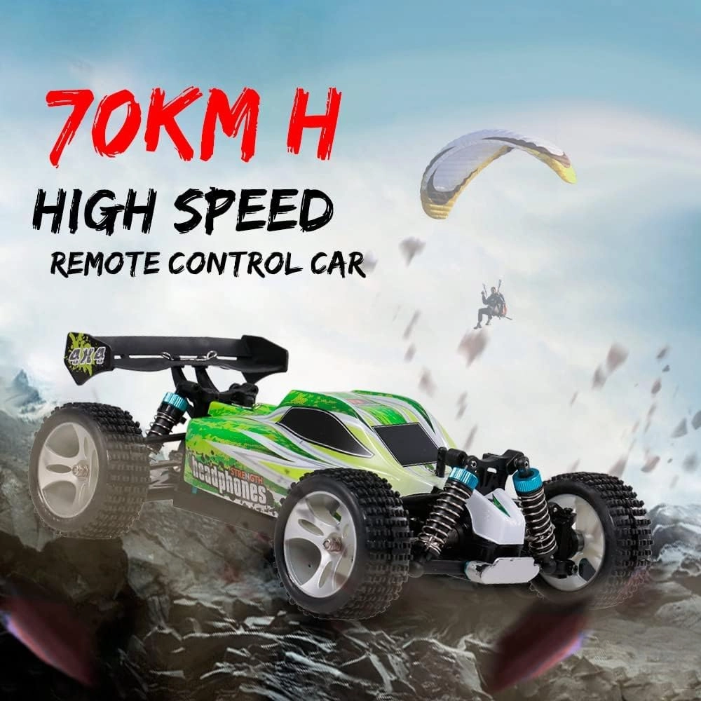 70km/h RC Racing Car, 2.4Ghz High Speed Remote Control Car, 1:18 4WD Toy Cars Buggy for Boys & Girls with Two Rechargeable Batteries for Car, Gift for Kids