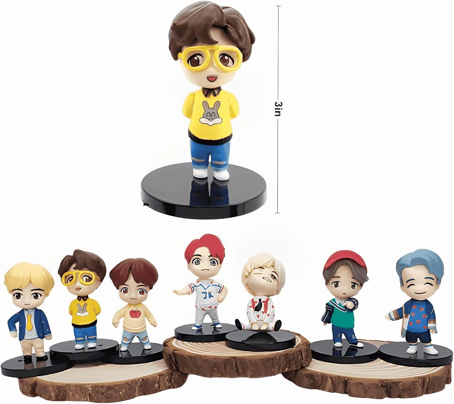 7pcs BTS Cake Toppers Character Set of Action Figures Toys，BTS Mini Figurines Dolls Birthday Party Supplies Car Desktop BTS Birthday Decorations (B)