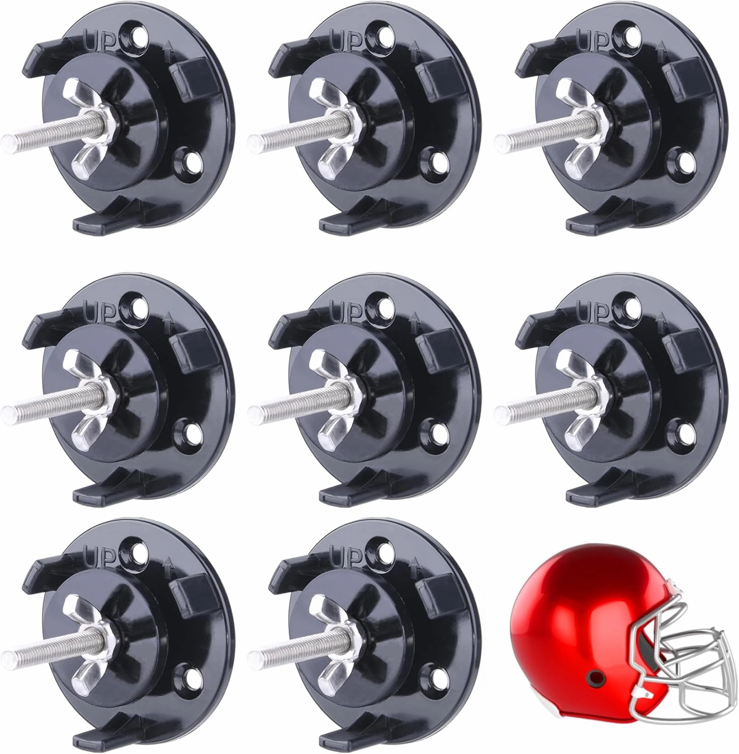 8 Pack Football Helmet Wall Mount Display Holder Hanger for Full or Mini Helmet, Floating Football Helmet Case Shelf Stand, Black