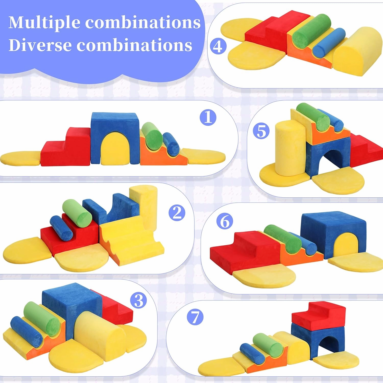 8-Piece Foam Climbing Blocks for Toddlers 1-3,PU Toddler Climbing Toys Indoor,Soft Play Climbing for Toddlers,Baby Toddler Kids Foam Climbing Blocks,Soft Play Set