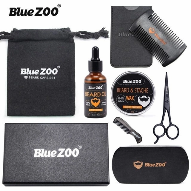 8pcs/set Men Beard Kit Barba Grooming