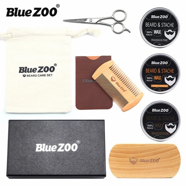 8pcs/set Men Beard Kit Barba Grooming