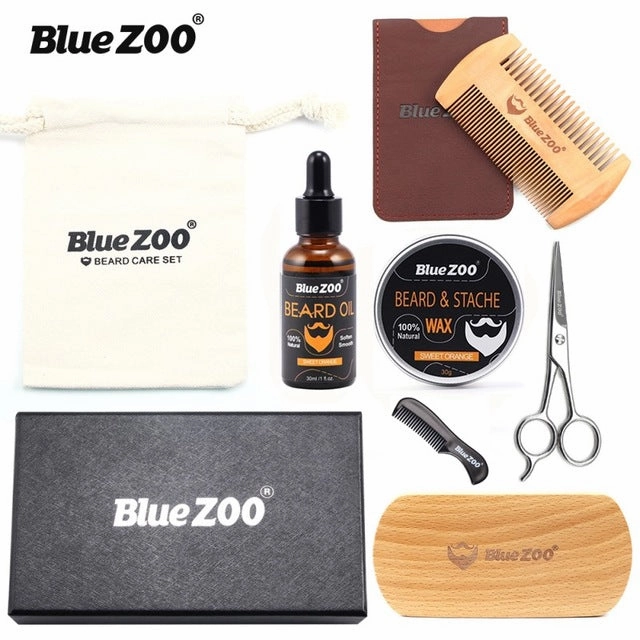 8pcs/set Men Beard Kit Barba Grooming
