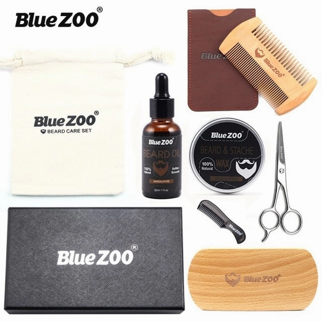 8pcs/set Men Beard Kit Barba Grooming