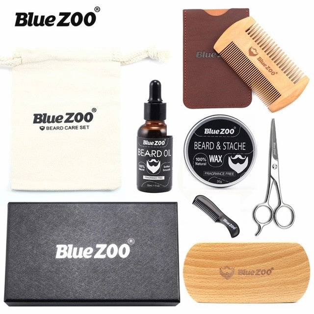 8pcs/set Men Beard Kit Barba Grooming