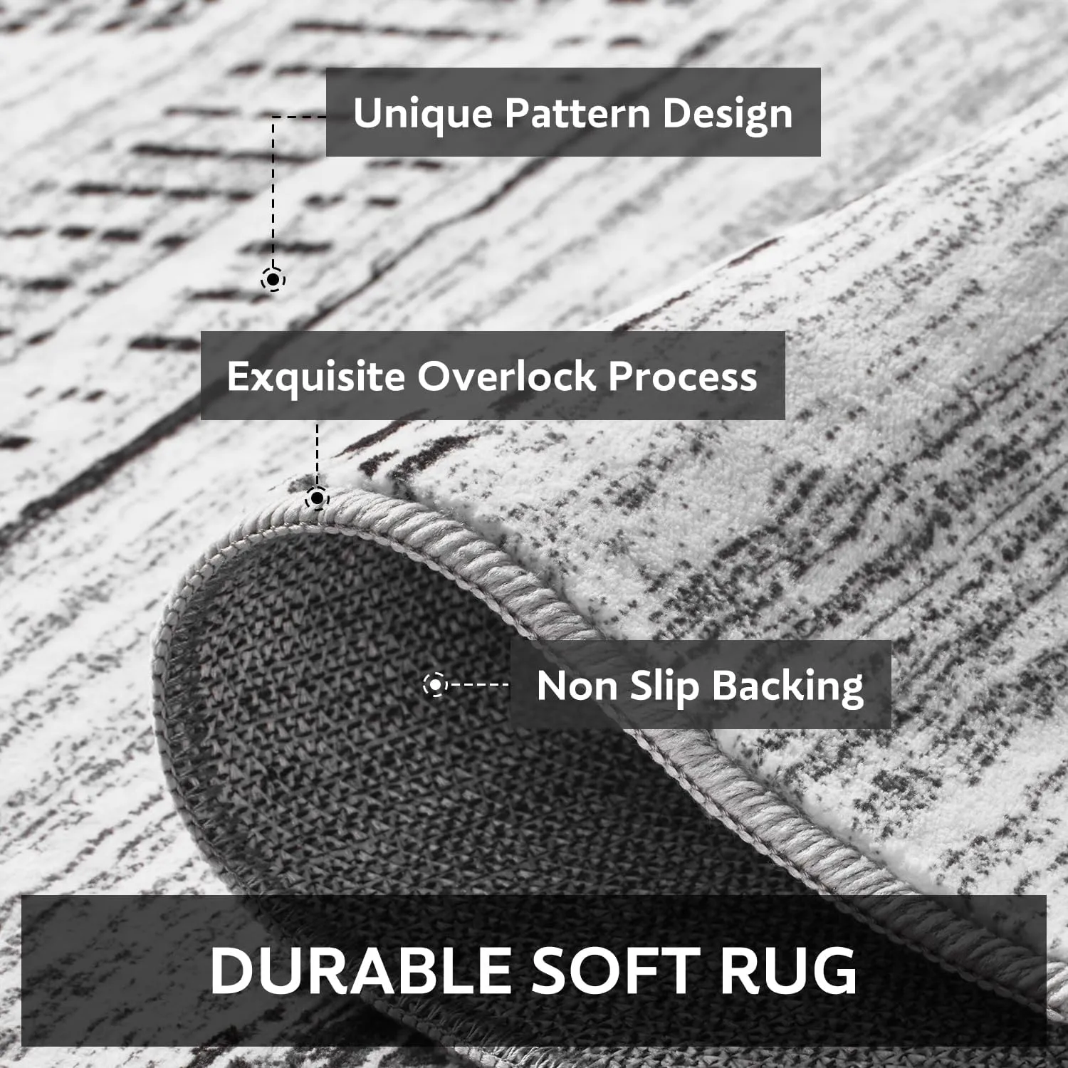 8x10 Area Rugs for Living Room Machine Washable Rug Distressed Indoor Carpet Neutral Moroccan Boho Rug Ultra Soft Area Rug for Bedroom Dining Room Playroom Office, Black