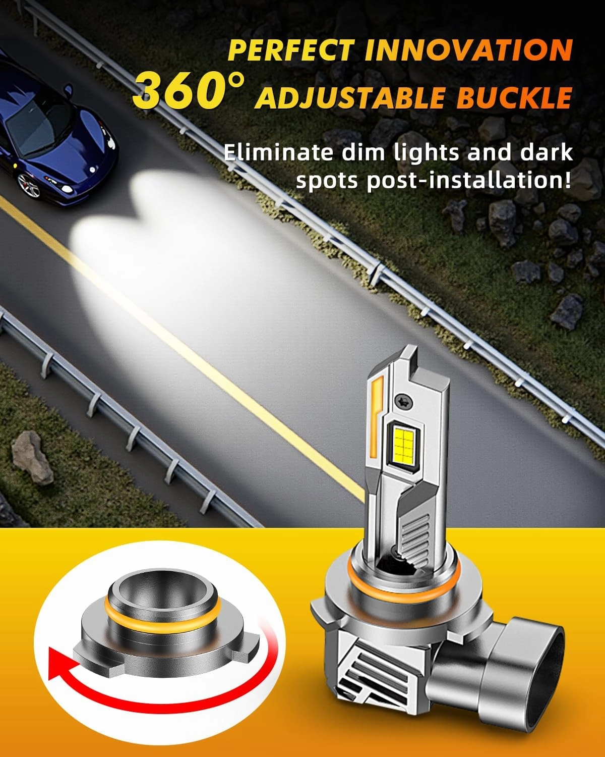9005/HB3 Light Bulbs, 30000LM 800% Super Brighter 6500K Cool White 9005 Fog Bulbs with Fan, 1:1 Halogen Mini Size, Off-Road Lights with Plug N Play, Pack of 2