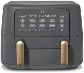 9QT TriZone Air Fryer with White Icing by Drew Barrymore - Large Capacity, Healthy Cooking, Charcoal Gray
