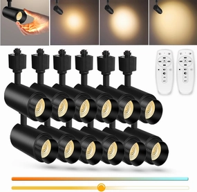 【2025 Upgraded】12 Pack 9-CCT Zoomable 12W LED Track Light Head with Remote H Track Lighting Dimmable Bright Ceiling Spotlight Art Lighting 2700K/3000K/4000K/5000K/6500K 15°~60° 12W 1200lm, Black