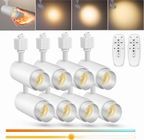 【2025 Upgraded】9-CCT Zoomable 12W LED Track Light Heads with Remote Dimmable H Track Lighting heads Bright Spotlight for Kitchen Dining Room 2700K/3000K/4000K/5000K/6500K 15°~60° 1200lm White 8 Pack