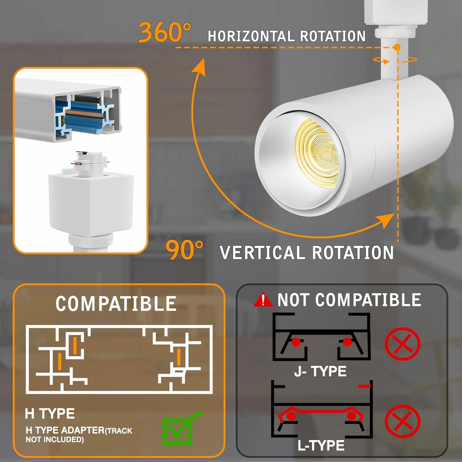 【2025 Upgraded】9-CCT Zoomable 12W LED Track Light Heads with Remote Dimmable H Track Lighting heads Bright Spotlight for Kitchen Dining Room 2700K/3000K/4000K/5000K/6500K 15°~60° 1200lm White 8 Pack