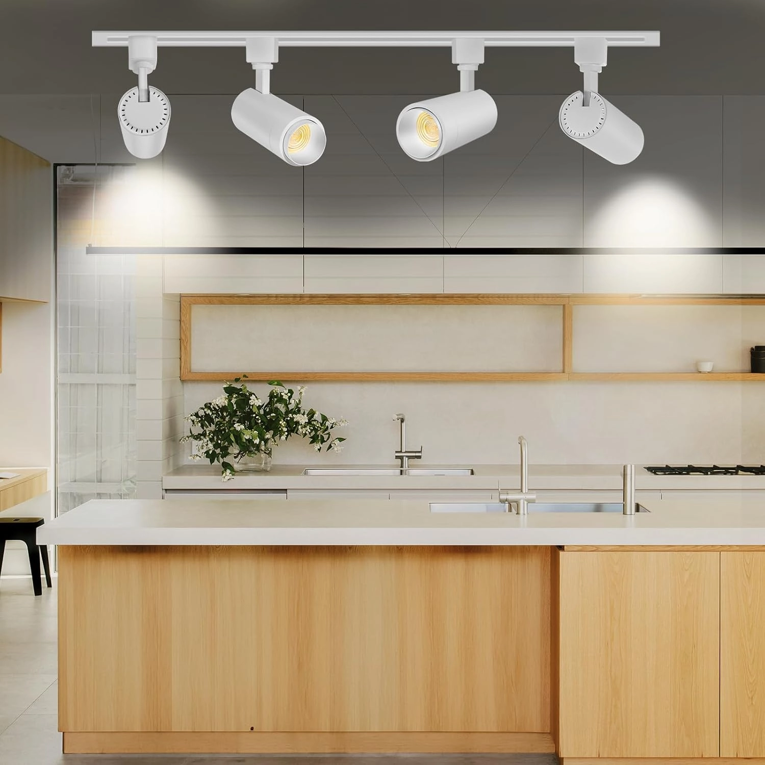 【2025 Upgraded】9-CCT Zoomable 12W LED Track Light Heads with Remote Dimmable H Track Lighting heads Bright Spotlight for Kitchen Dining Room 2700K/3000K/4000K/5000K/6500K 15°~60° 1200lm White 8 Pack