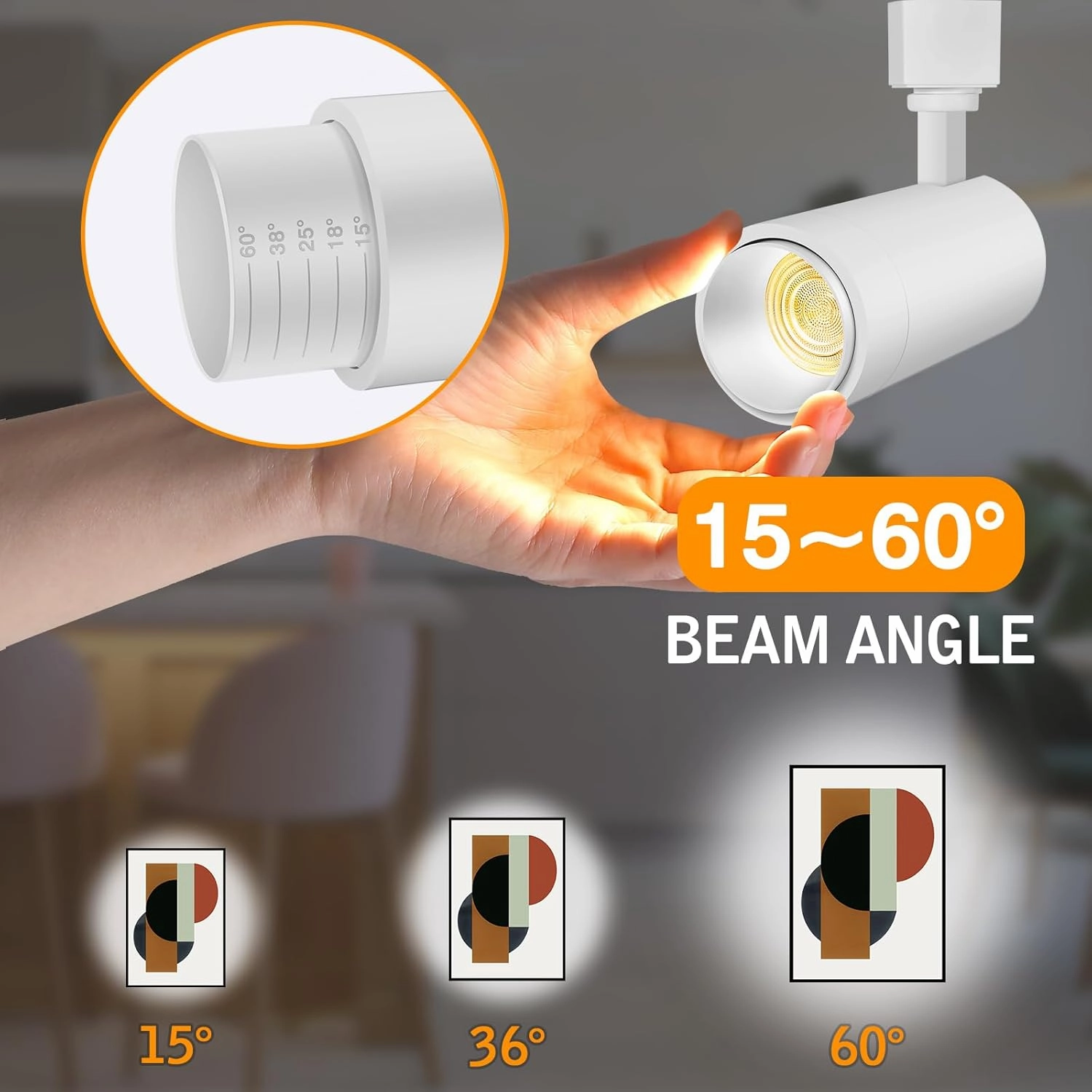 【2025 Upgraded】Zoomable 12W LED Track Light Head Dimmable H Track Lighting Remote Control Bright Ceiling Spotlight Fixtures for Kitchen Dining Room 2700K-6500K 15°~60° CRI90 1200lm White 6 Pack