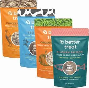A Better Treat – Freeze Dried Organic Pumpkin, Wild Caught Salmon, Grass Fed Beef, Free-Range Chicken Dog and Cat Treats | Natural, Healthy, Diabetic Friendly | Made in The USA