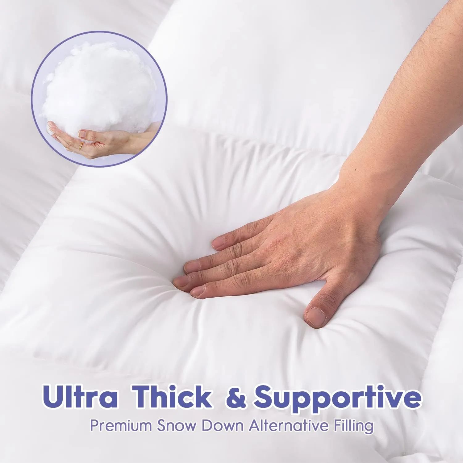 ABENE Mattress Topper for Back Pain Relief, Extra Thick Mattress Pad Pillowtop, Soft Mattress Protector Cover with 8"-21" Deep Pocket, Overfilled Down Alternative Filling (White, King)