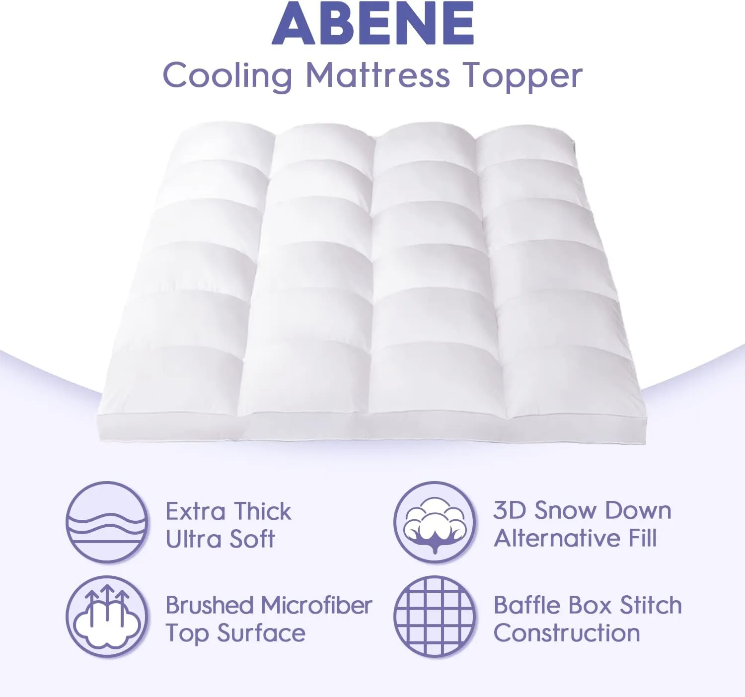 ABENE Mattress Topper Full for Back Pain Relief, Extra Thick Mattress Pad Pillowtop, Soft Mattress Protector Cover with 8"-21" Deep Pocket, Overfilled Down Alternative Filling (White, Full)