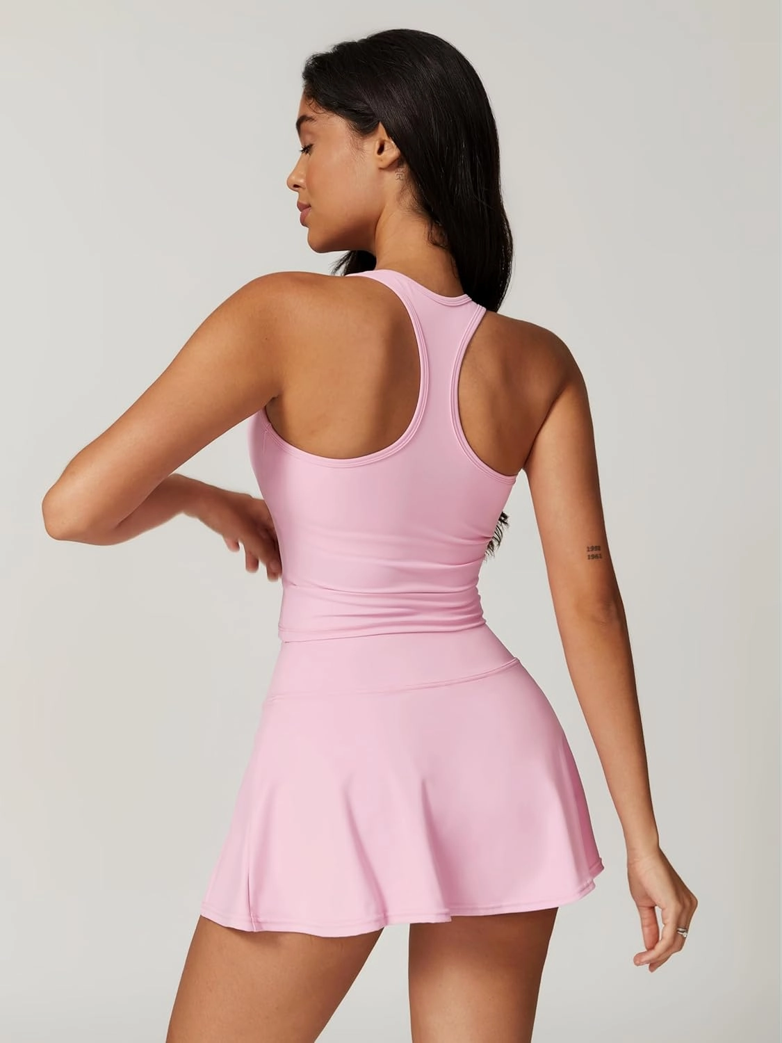 ABOCIW 2 Piece Tennis Dresses for Women Side Slit Mini Skirt Set Racerback Workout Crop Tank Top Golf Outfits