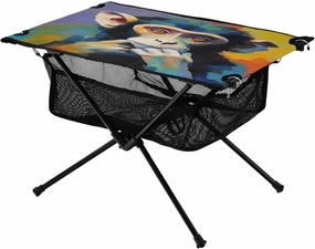 Abstract Monkey Painting Portable Folding Camping Table, Compact Lightweight Beach Table with Carrying Bag for Outdoor Picnics, BBQs, Camp