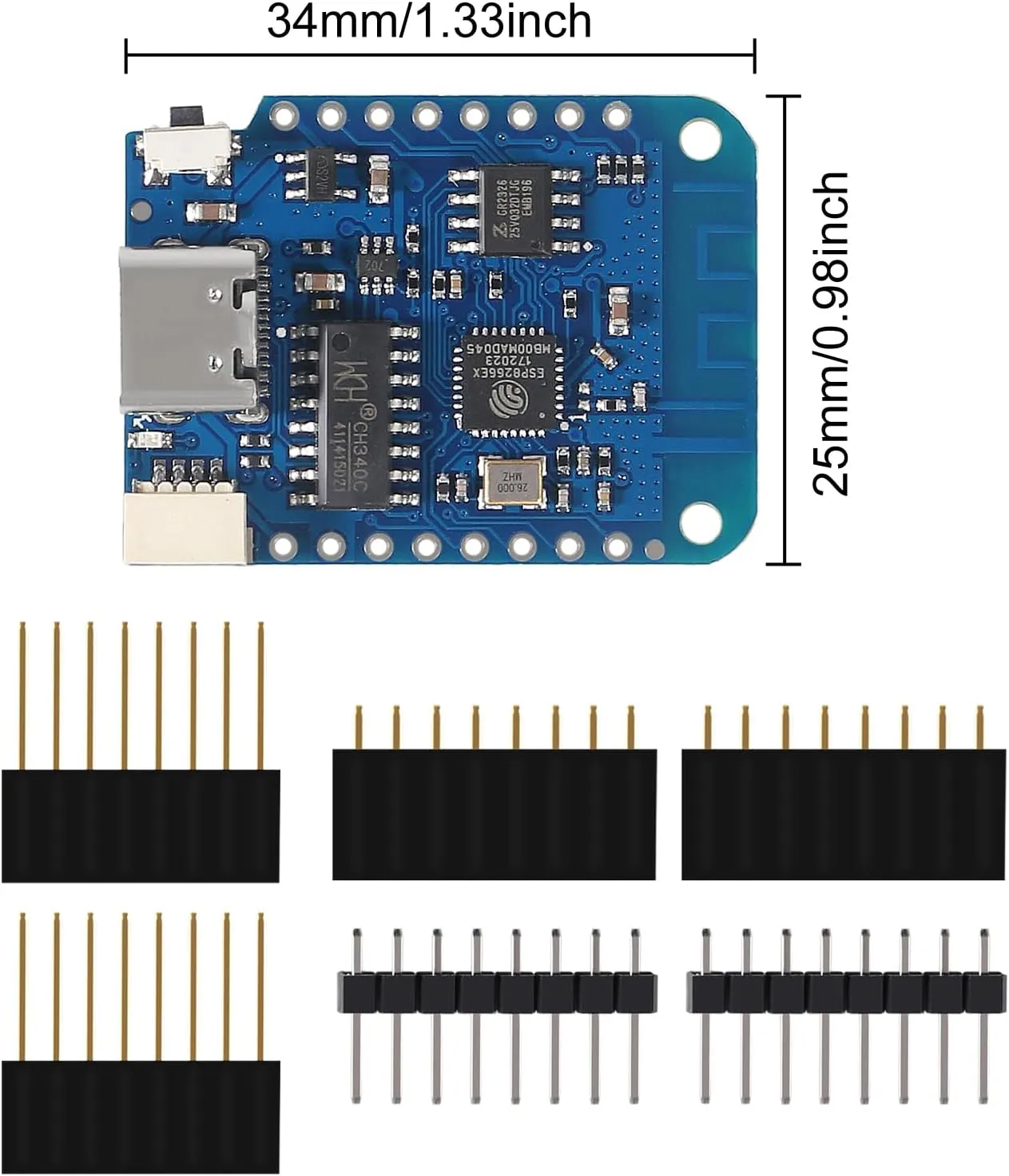 ACEIRMC 5pcs WeMos D1 Mini V4.0.0 Type-C USB WiFi Internet of Things Board Based ESP8266 4MB Compatible with Arduino MicroPython Nodemcu (V4.0.0 Type-C)