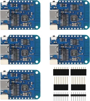 ACEIRMC 5pcs WeMos D1 Mini V4.0.0 Type-C USB WiFi Internet of Things Board Based ESP8266 4MB Compatible with Arduino MicroPython Nodemcu (V4.0.0 Type-C)