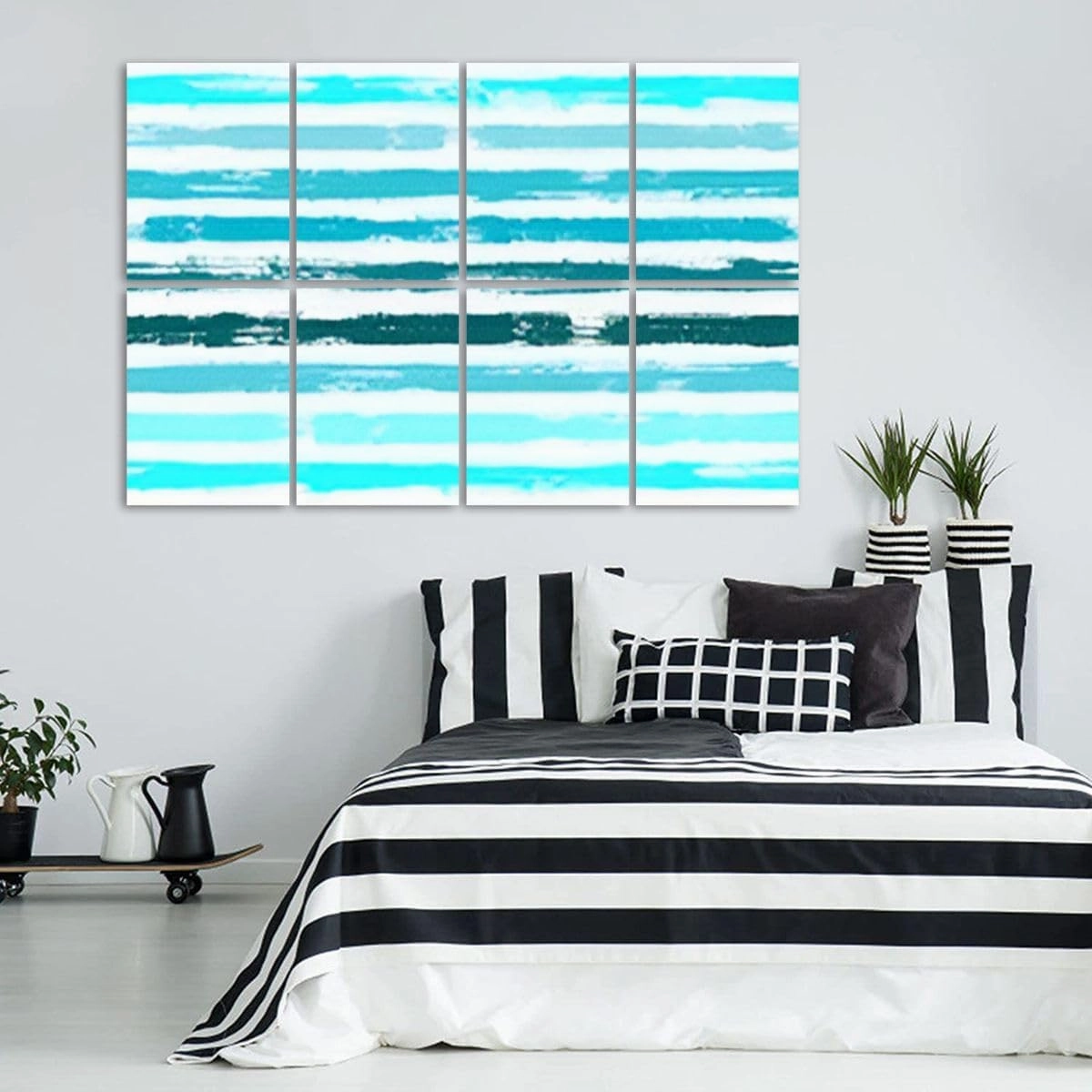 Acoustical Soundproof Wall Panels Watercolor brush stripes seamless pattern Caramel bright sea wave navy Self-Adhesive Art Acoustic Panels Reduce Room Echo Reverberation Acoustic Treatment Wall Decor