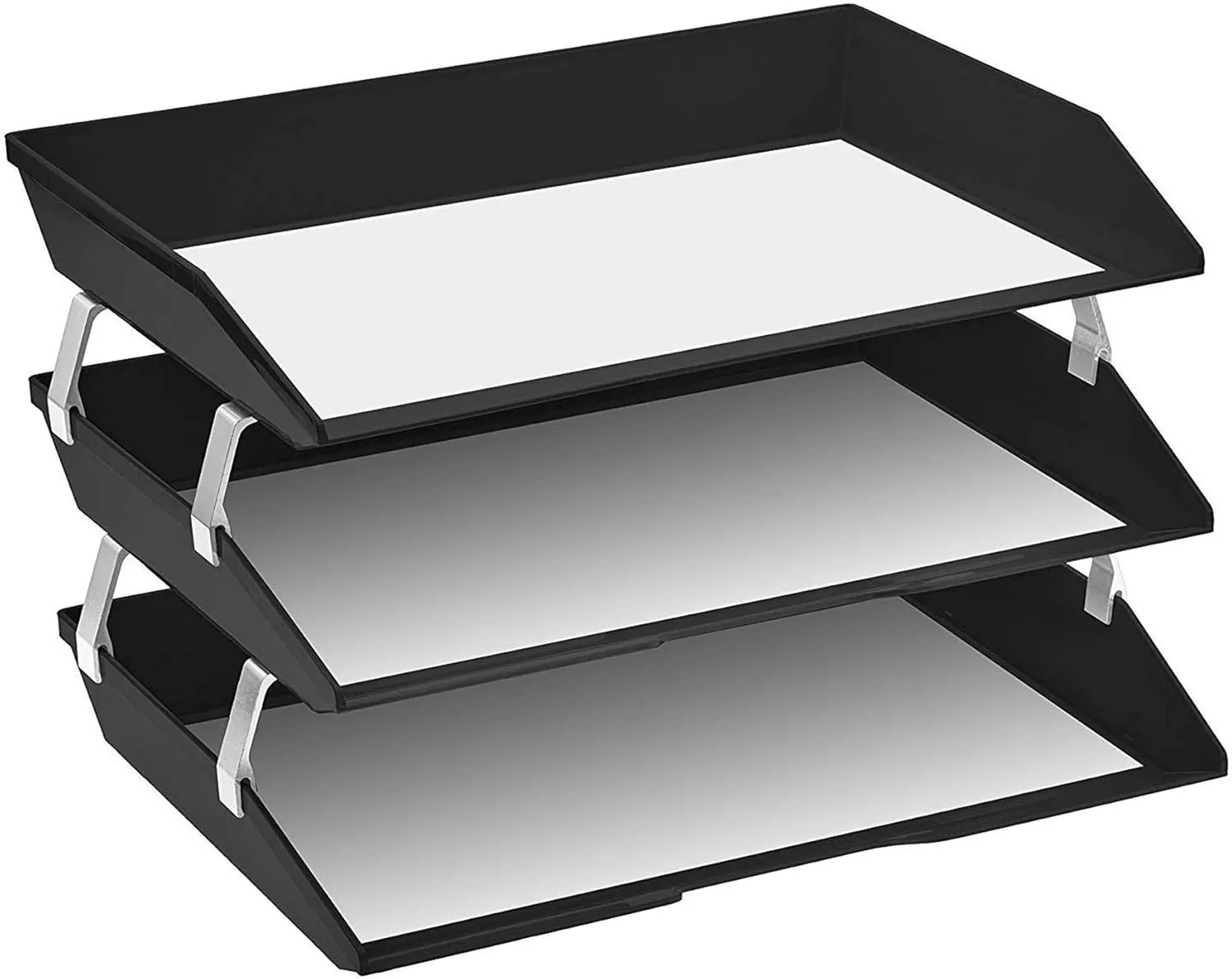 Acrimet Facility 3 Tier Letter Tray, Side Load, Letter Size/A4, Desktop File Organizer, Plastic (Black Color)