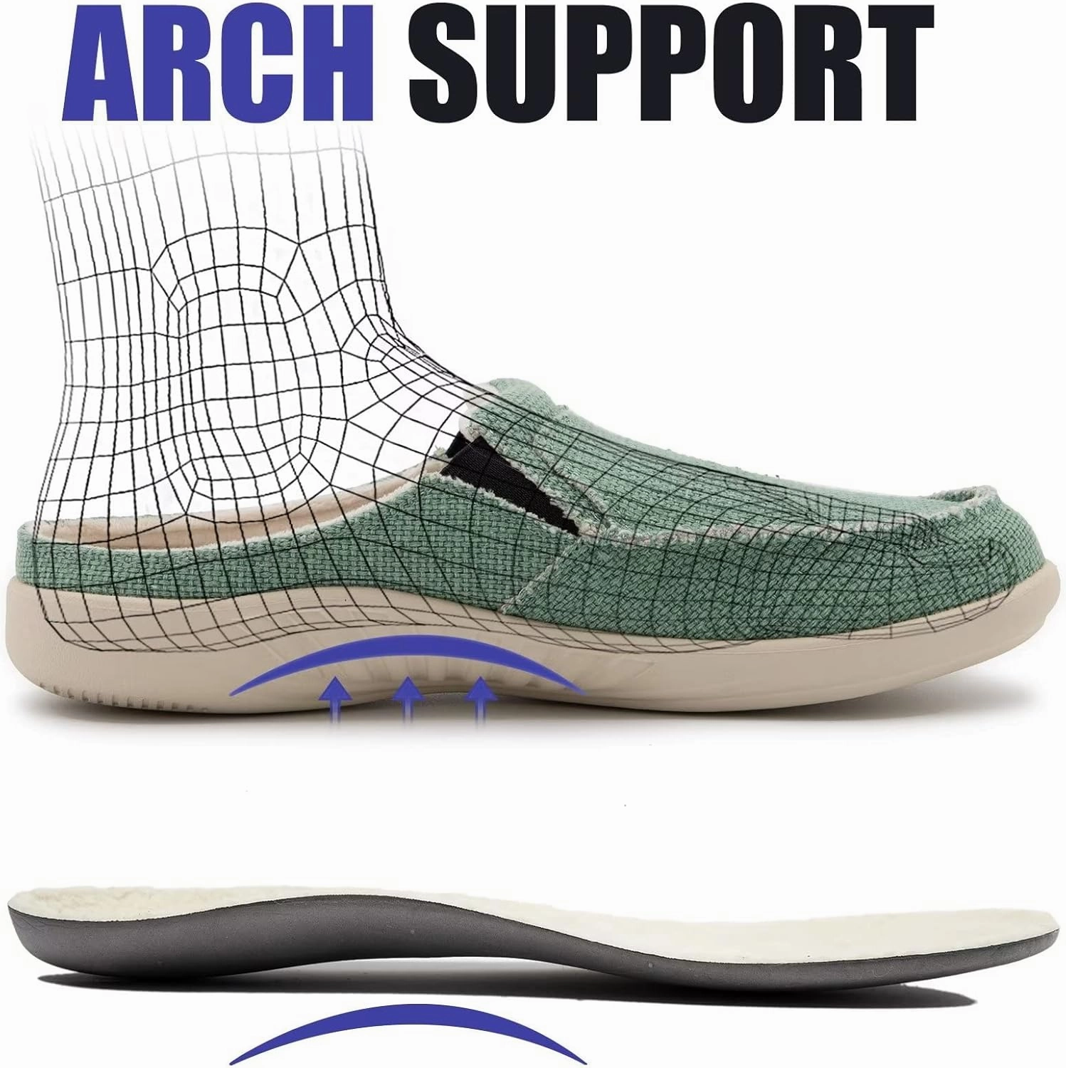 ADAX Men's Plantar Fasciitis & Pain Relief Orthotic Slippers with Arch Support (Size:US 7-US 14)