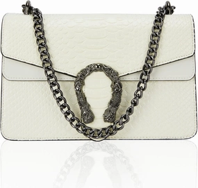 Aiqudou Crossbody Bag and Satchel Purse for Women - Fashion Snake Print Chain Purse Luxury PU Leather HandBag