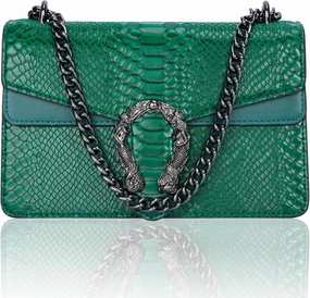 Aiqudou Crossbody Bag and Satchel Purse for Women - Fashion Snake Print Chain Purse Luxury PU Leather HandBag