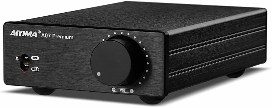 AIYIMA A07 Premium TPA3255 Power Amplifier 300Wx2 HiFi Class D Audio Amp Mini 2 Channel Stereo Amplifier for Passive Speaker Desktop Bookshelf Home Theater System with DC 32V Power Adapter