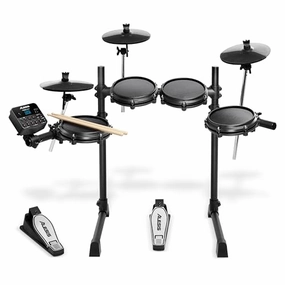 Alesis Turbo Mesh Kit – Electric Drum Set With 100  Sounds, Quiet Mesh Drum Pads, Drum Sticks, Connection Cables, Drum Lessons