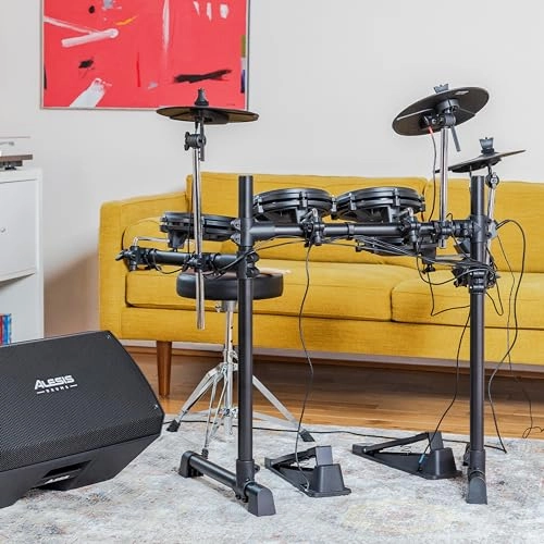 Alesis Turbo Mesh Kit – Electric Drum Set With 100  Sounds, Quiet Mesh Drum Pads, Drum Sticks, Connection Cables, Drum Lessons