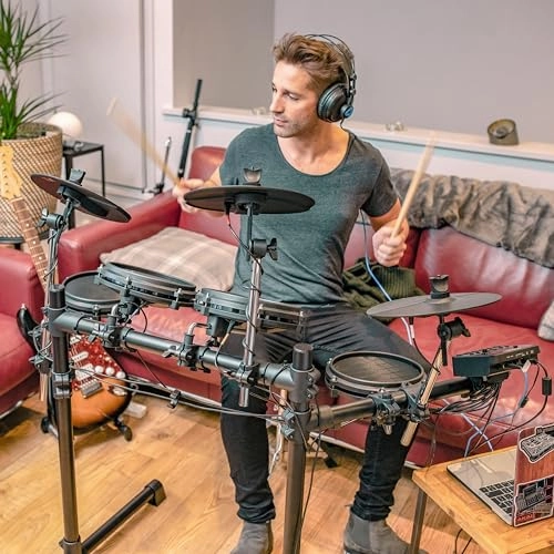 Alesis Turbo Mesh Kit – Electric Drum Set With 100  Sounds, Quiet Mesh Drum Pads, Drum Sticks, Connection Cables, Drum Lessons