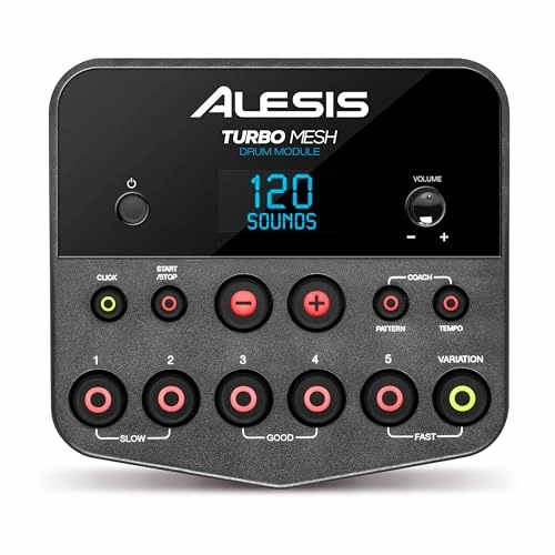 Alesis Turbo Mesh Kit – Electric Drum Set With 100  Sounds, Quiet Mesh Drum Pads, Drum Sticks, Connection Cables, Drum Lessons