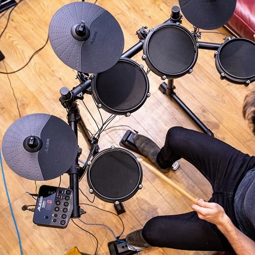 Alesis Turbo Mesh Kit – Electric Drum Set With 100  Sounds, Quiet Mesh Drum Pads, Drum Sticks, Connection Cables, Drum Lessons