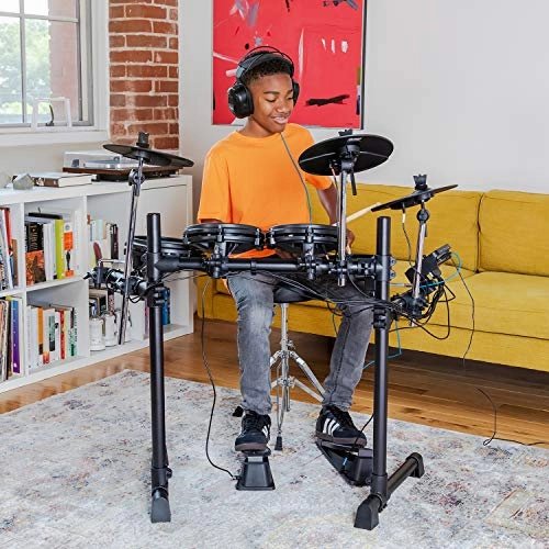 Alesis Turbo Mesh Kit – Electric Drum Set With 100  Sounds, Quiet Mesh Drum Pads, Drum Sticks, Connection Cables, Drum Lessons