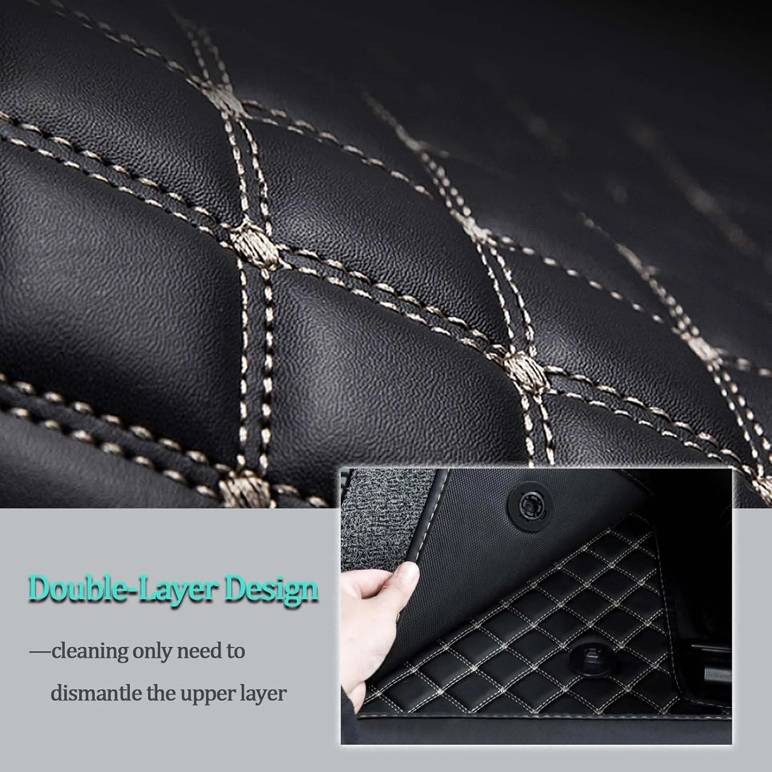 All-Weather Car Floor Mats for VW Golf V (Typ 1K) 2004 2005 2006 2007 2008, Double Layer Automotive Floor Mats Car Carpets Non-Slip Full Set with Driver Heel Pads,Black Loop