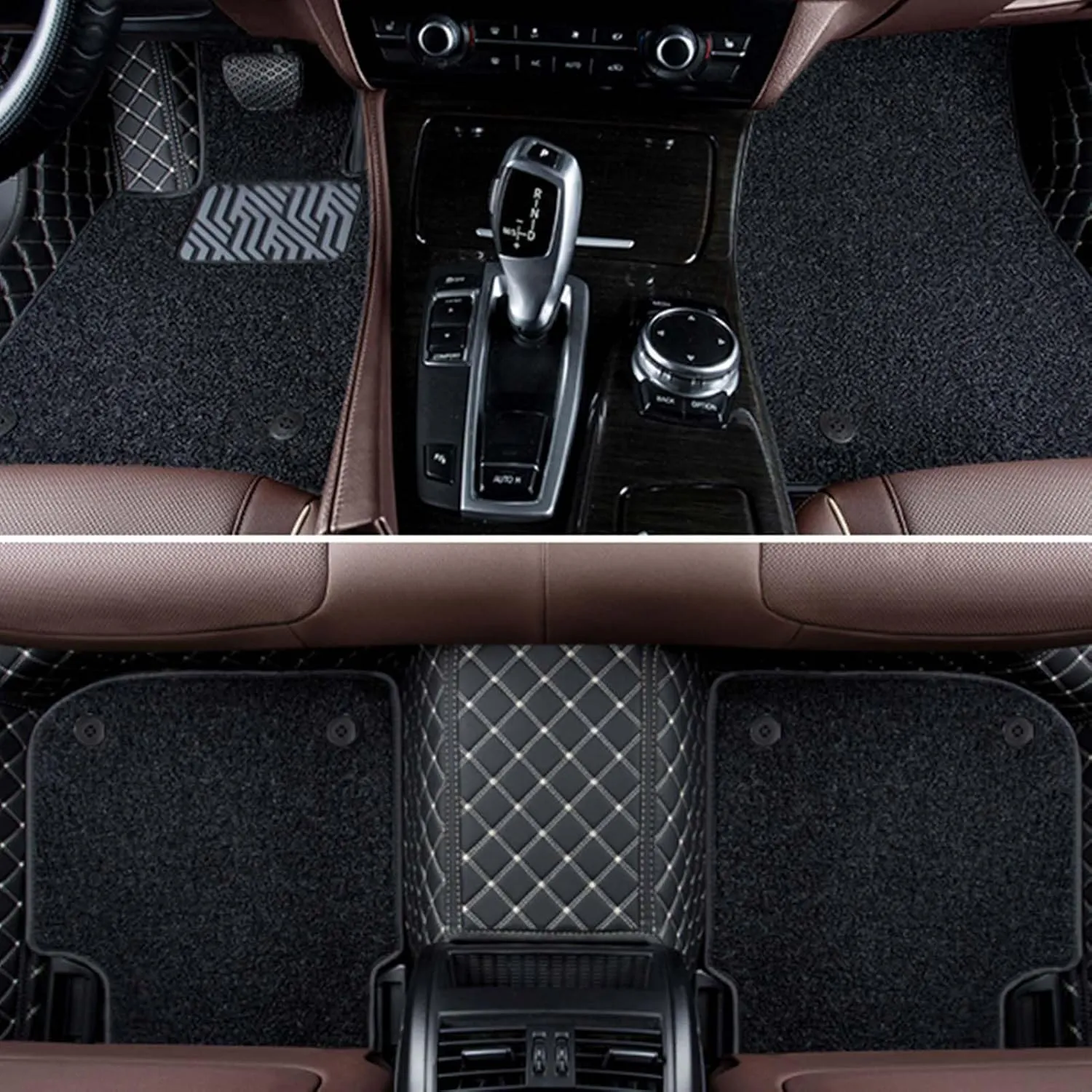 All-Weather Car Floor Mats for VW Golf V (Typ 1K) 2004 2005 2006 2007 2008, Double Layer Automotive Floor Mats Car Carpets Non-Slip Full Set with Driver Heel Pads,Black Loop