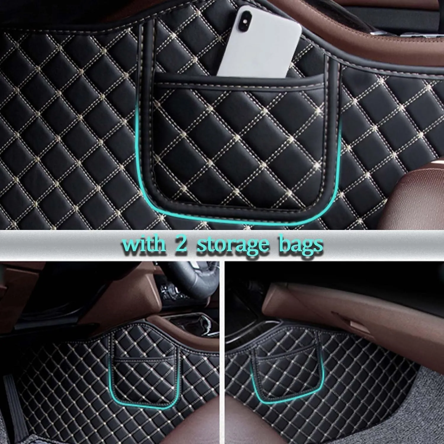 All-Weather Car Floor Mats for VW Golf V (Typ 1K) 2004 2005 2006 2007 2008, Double Layer Automotive Floor Mats Car Carpets Non-Slip Full Set with Driver Heel Pads,Black Loop