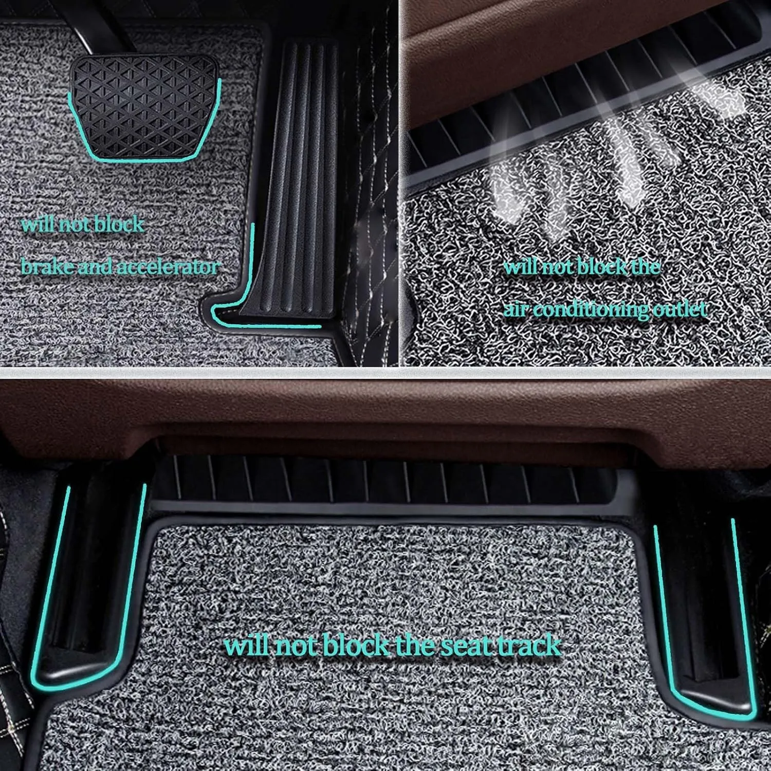 All-Weather Car Floor Mats for VW Golf V (Typ 1K) 2004 2005 2006 2007 2008, Double Layer Automotive Floor Mats Car Carpets Non-Slip Full Set with Driver Heel Pads,Black Loop