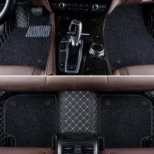 All-Weather Car Floor Mats for VW Golf V (Typ 1K) 2004 2005 2006 2007 2008, Double Layer Automotive Floor Mats Car Carpets Non-Slip Full Set with Driver Heel Pads,Black Loop